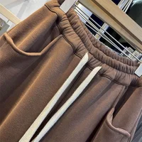 Cargo Pants Women Sporty Solid Plush Sweatpants Korean Style Casual Drawstring Elastic Waisted Streetwear Clothing Harem Pants - Image 4