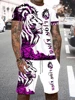 New Men's Summer Casual Everyday Short Sleeve and Shorts Set Cool The Lion King Print T-Shirt and Drawstring Short Set Men's Set 2