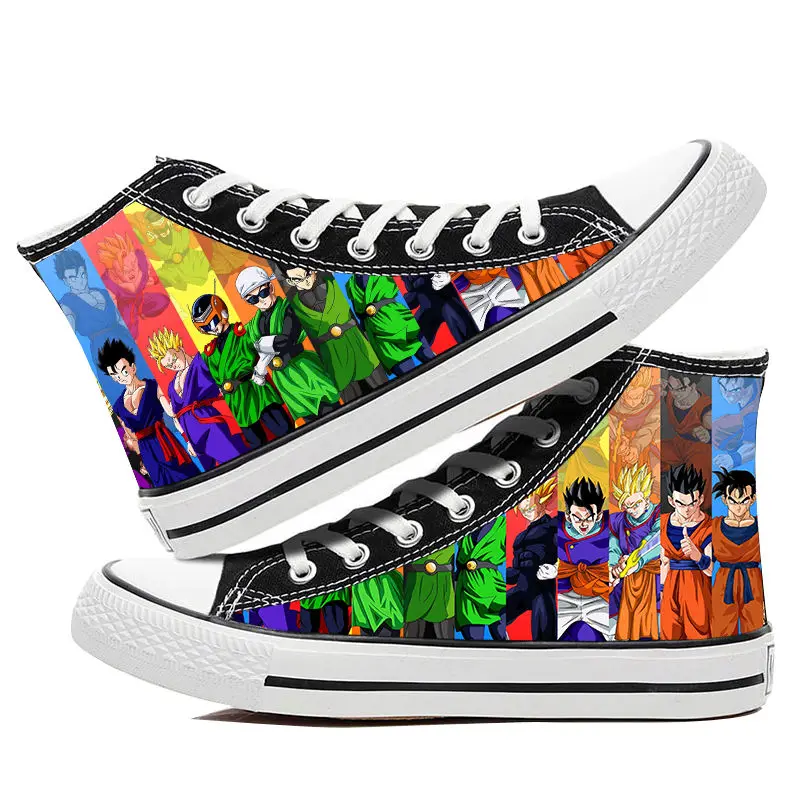 Anime Dragon Ball Z Figure Son Goku Fashion Canvas Shoes Super Saiyan High Upper Vulcanized Shoes Breathable Casual Sneaker Gift