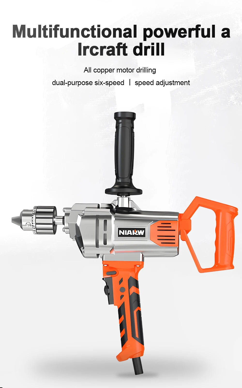 Handheld Mixing Drill Multi-Functional Mortar Mixer Putty Mixing Electric Drill