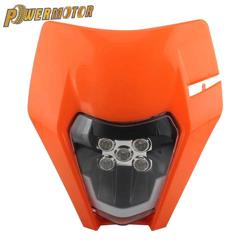 Motorcycle Headlight For KTM Headlight Plate Motorcycle LED EXC 300 XC SX 125 250 350 450 Round Wick Headlamp Dit Bike Supermotor Enduro Accessories