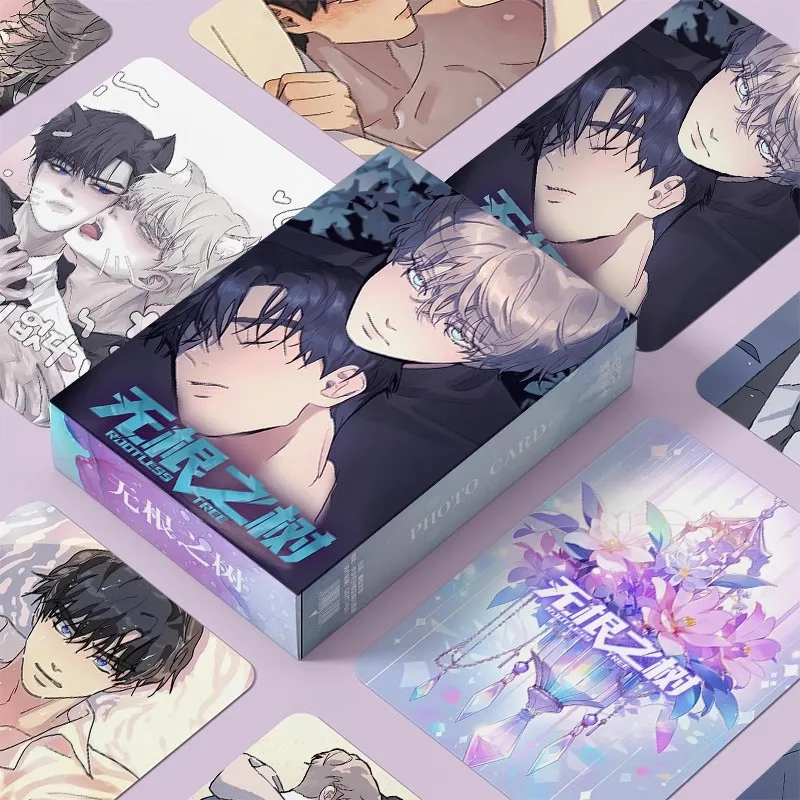 Korean BL Manwha Rootless Tree Laser Lomo Card Taekyung Heeseo Cartoon Characters HD Photocard Cosplay Gift 55 Pcs/Set