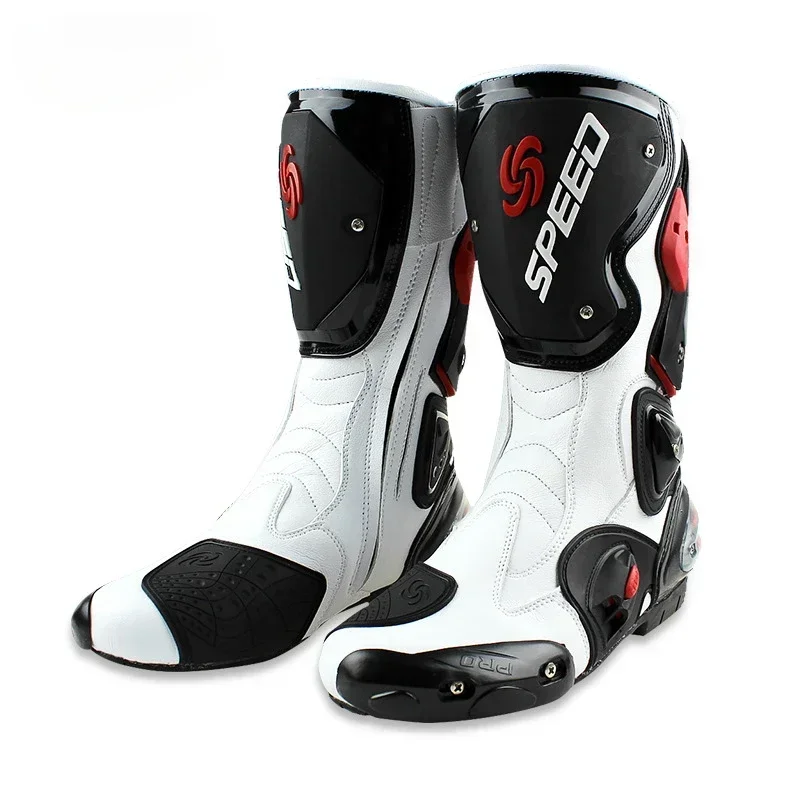 SPEED Riding Tribe Motorcycle Boots Professiona Biker Shoes Motorcycle Protective Gear Shift Microfibe Leather Boot Size 40-45