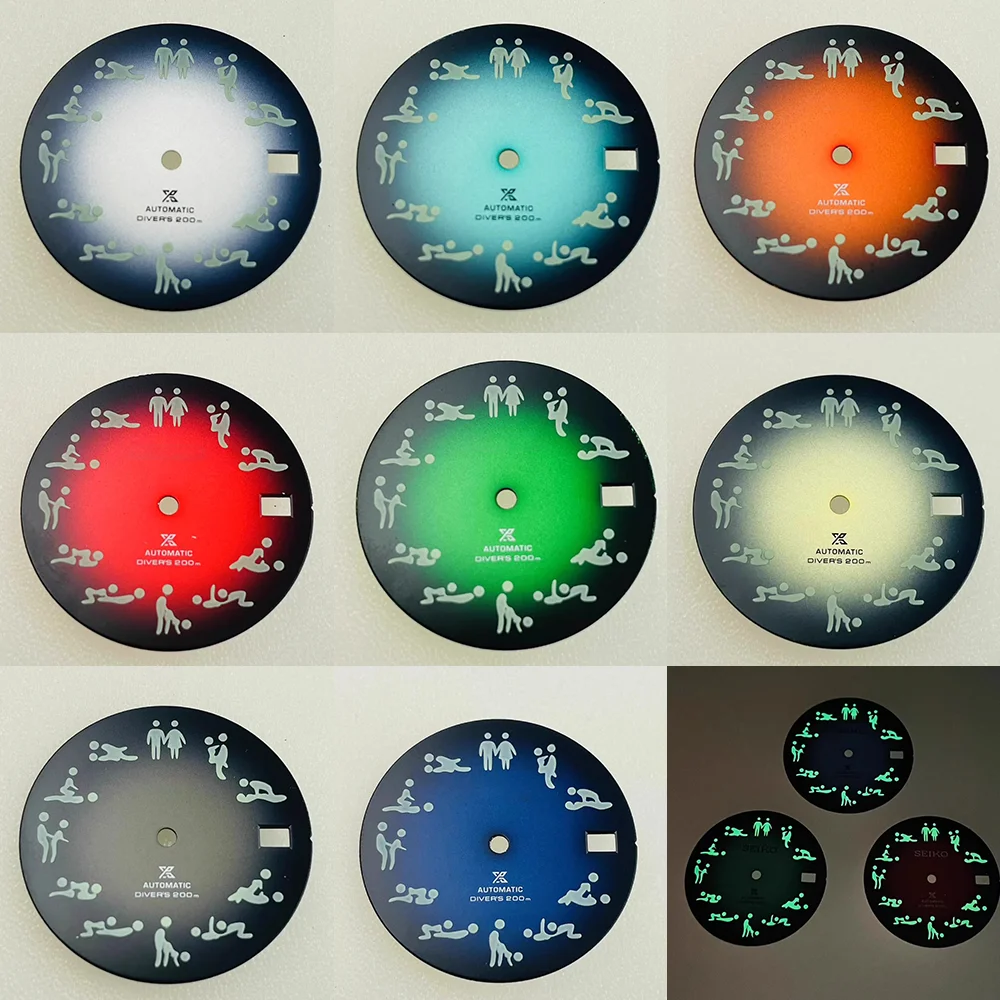 

Новинка, механические часы NH35 с циферблатом диаметром 28,5 мм, зеленые светящиеся модифицированные часы с градиентом NH36, эротические веселые аксессуары для фотографий