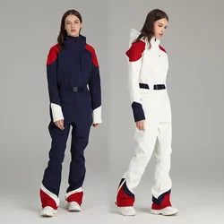 New Winter One-Piece Ski Suit Women Outdoor Sports Snowboard Suit Overalls Jumpsuit Thickened Warm Ski Set Windproof Waterproof