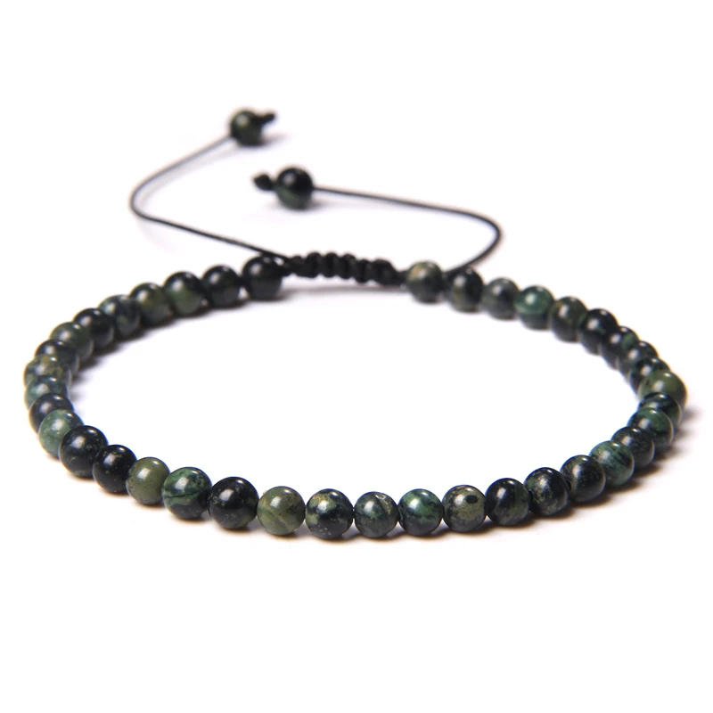 4MM Naturstein geflochtenes Armband Kleines Steinperlenarmband Verstellbarer Quarz Achate Armreif Mineral Schmuck Geschenk für Frauen Männer – Detail 6