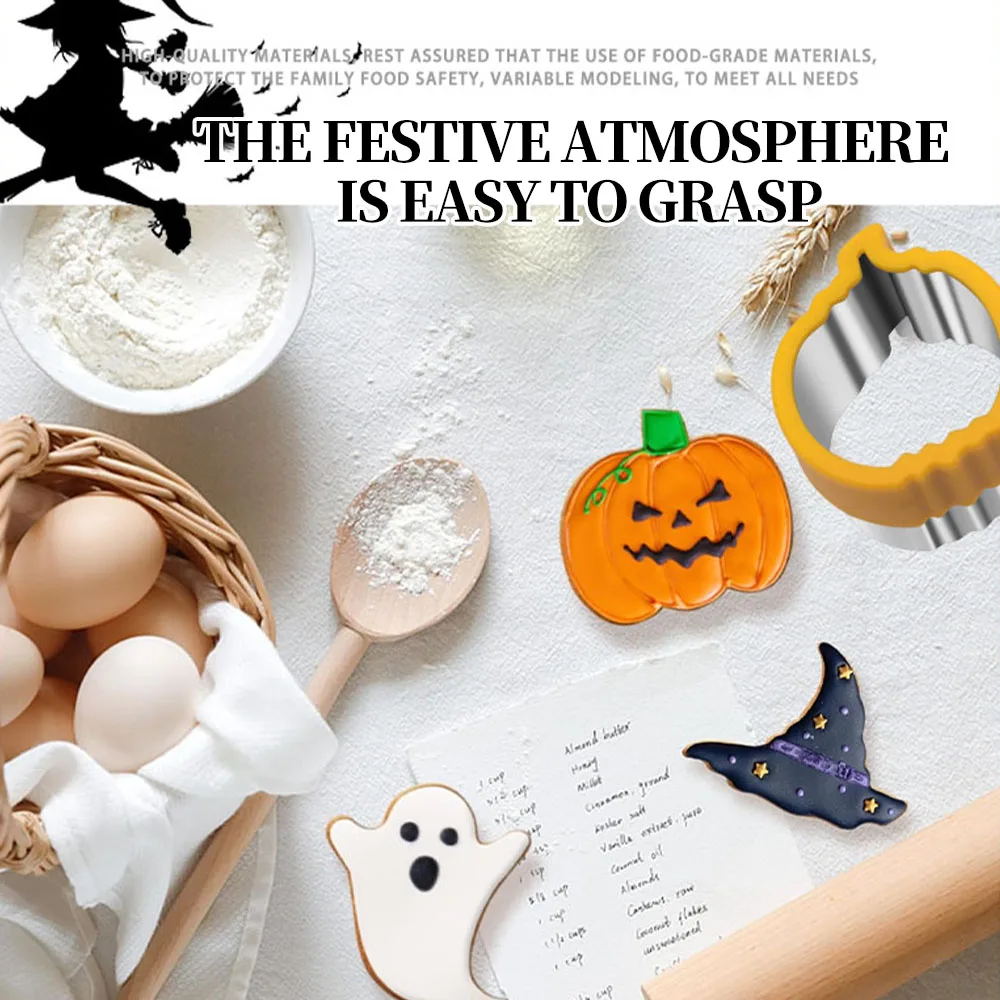 Halloween kids Sandwich Cutters Set Stainless Steel Sealer Children DIY Food Cookie Fruit and Vegetable Shapes Cutting Mould