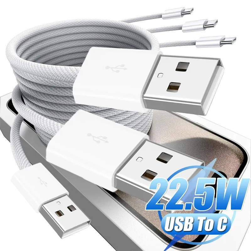 Cavo Usb C Da 22.5W Cavo Dati Intrecciato Da Usb A Tipo C Per Iphone 15 Plus Pro Max Ipad Macbook Cavo Di Ricarica Rapida Da 1/1, 5/2M