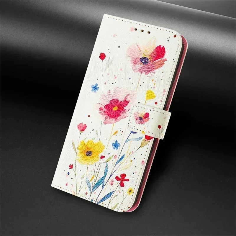Painted Leather Flip Case with Card Pocket Cover