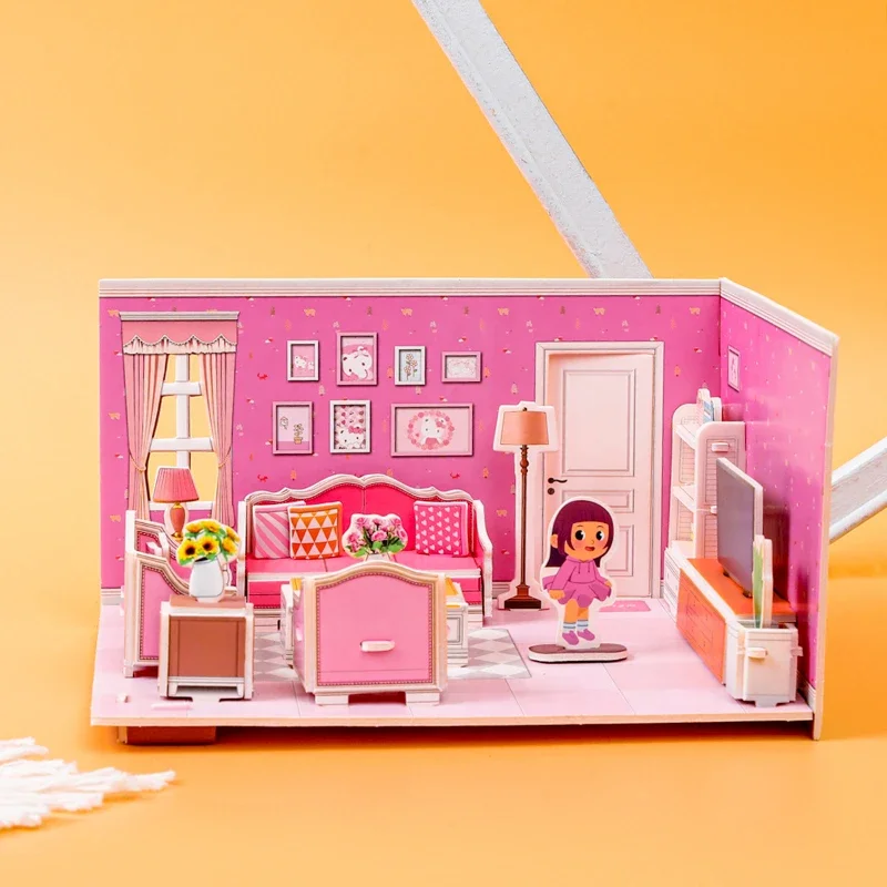 Paper 3D Jigsaw Puzzle Handmade Bedroom Livingroom Kitchen Bathroom Kindergarten Small Gift Learning Children Educational Toys 3
