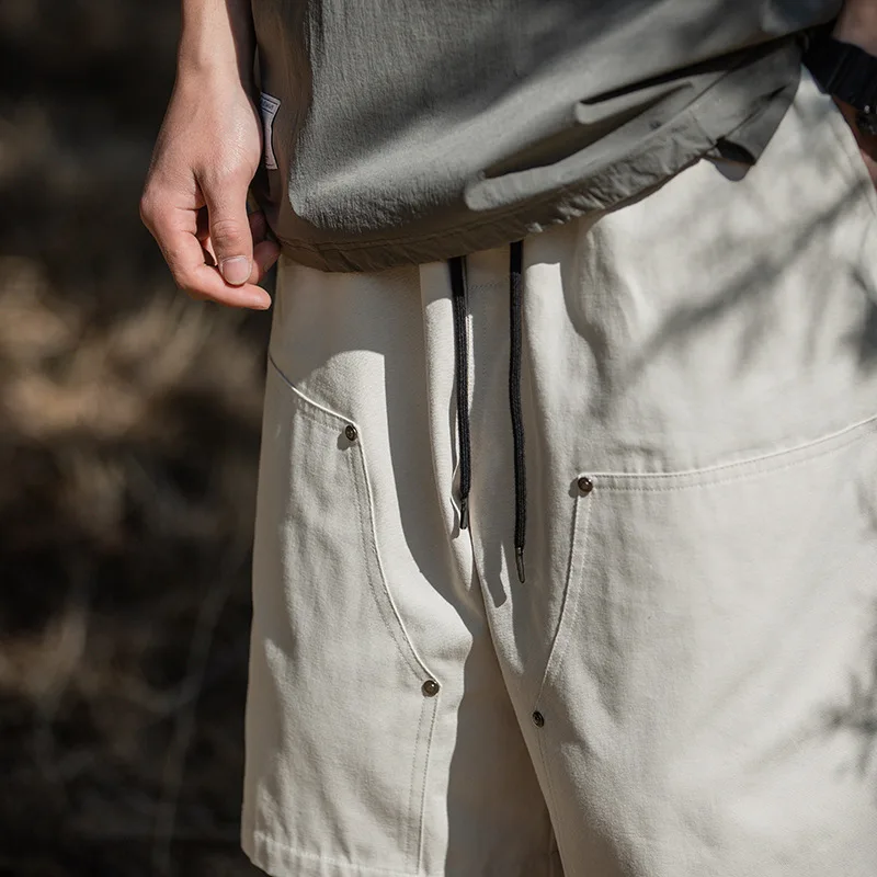 Male Shorts Cargo Shorts for Men Summer Clothes New Sports Running Loose Casual Pants Double Knee Patchwork Solid Retro Shorts