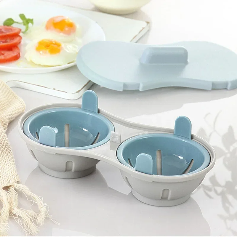 

2024 New Microwave Oven Double Cup Egg Cooker Mold Steamer Manufacturer Steamer Egg Omelet Artifact Cookware Kitchen Gadget