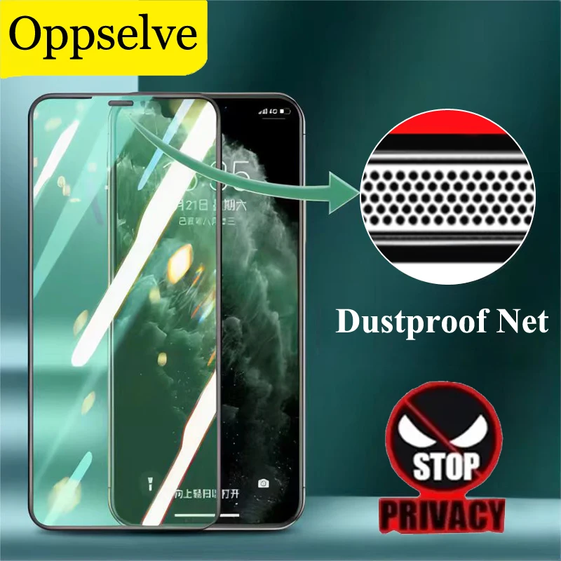 

Green Privacy Screen Protector For iPhone 15 14 13 12 11 Pro Max Anti Spy Full Cover Dustproof Glass Film For iPhone 8 7 X XR XS