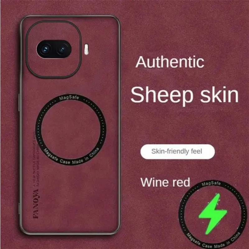 Sheepskin Leather Magnetic Wireless Charging Shockproof Case - Magsafe Cover
