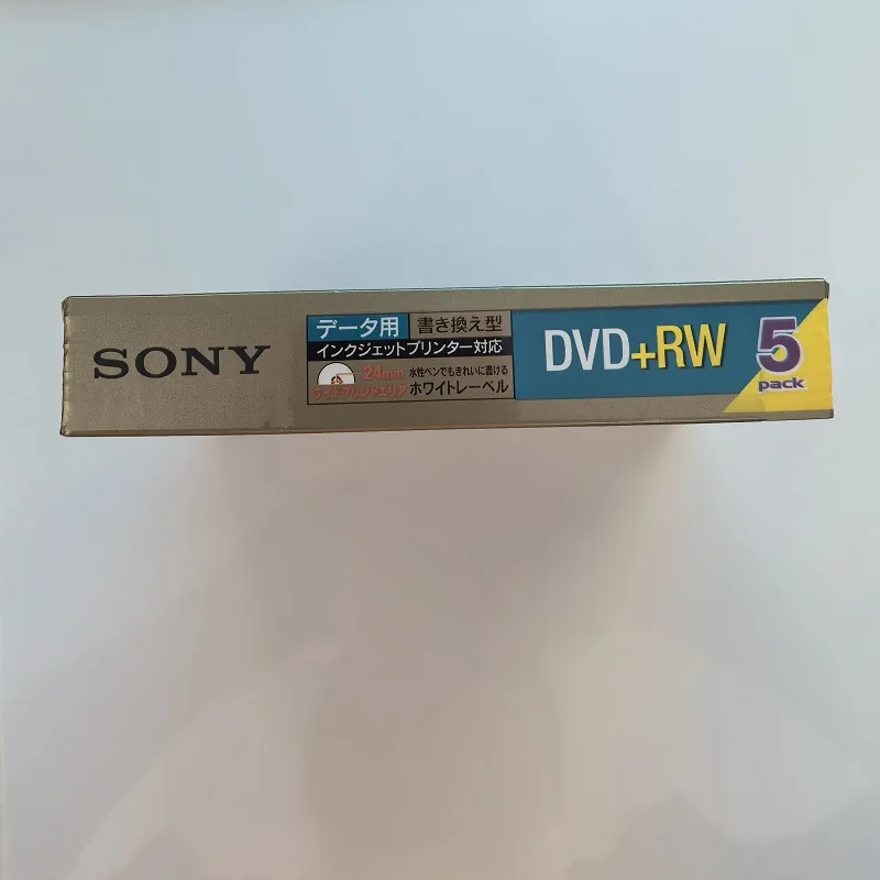 5PACK, printable cover, copy burn disc Sony DVD+RW data version 1.2/4X, 4.7GB, high quality long-term storage