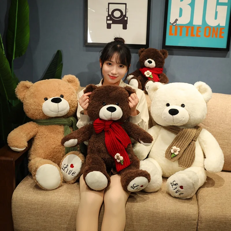 

40-80cm Lovely Scarf TeddyTales Bear Plush Toy Doll Kawaii Soft Stuffed Animal Bear Pillow Birthday Gift for Girls Boys Children