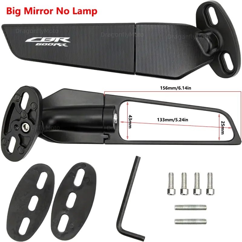 Motorrad flügels piegel für honda cbr 600rr cbr600rr 2015-2019 verstellbarer drehbarer rückspiegel mit logo – Detail 7