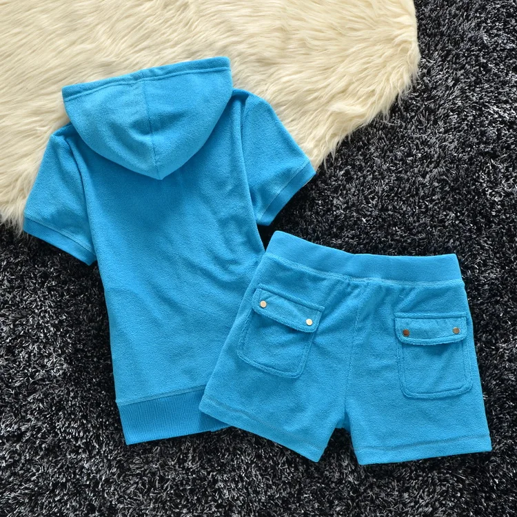 long skirt and top set 2022 Summer New Velvet Tracksuits Women Tracksuit 2PCS Shorts Suit Set Sportswear Coutoure Tracksuit Jogging Suits for Women pj sets