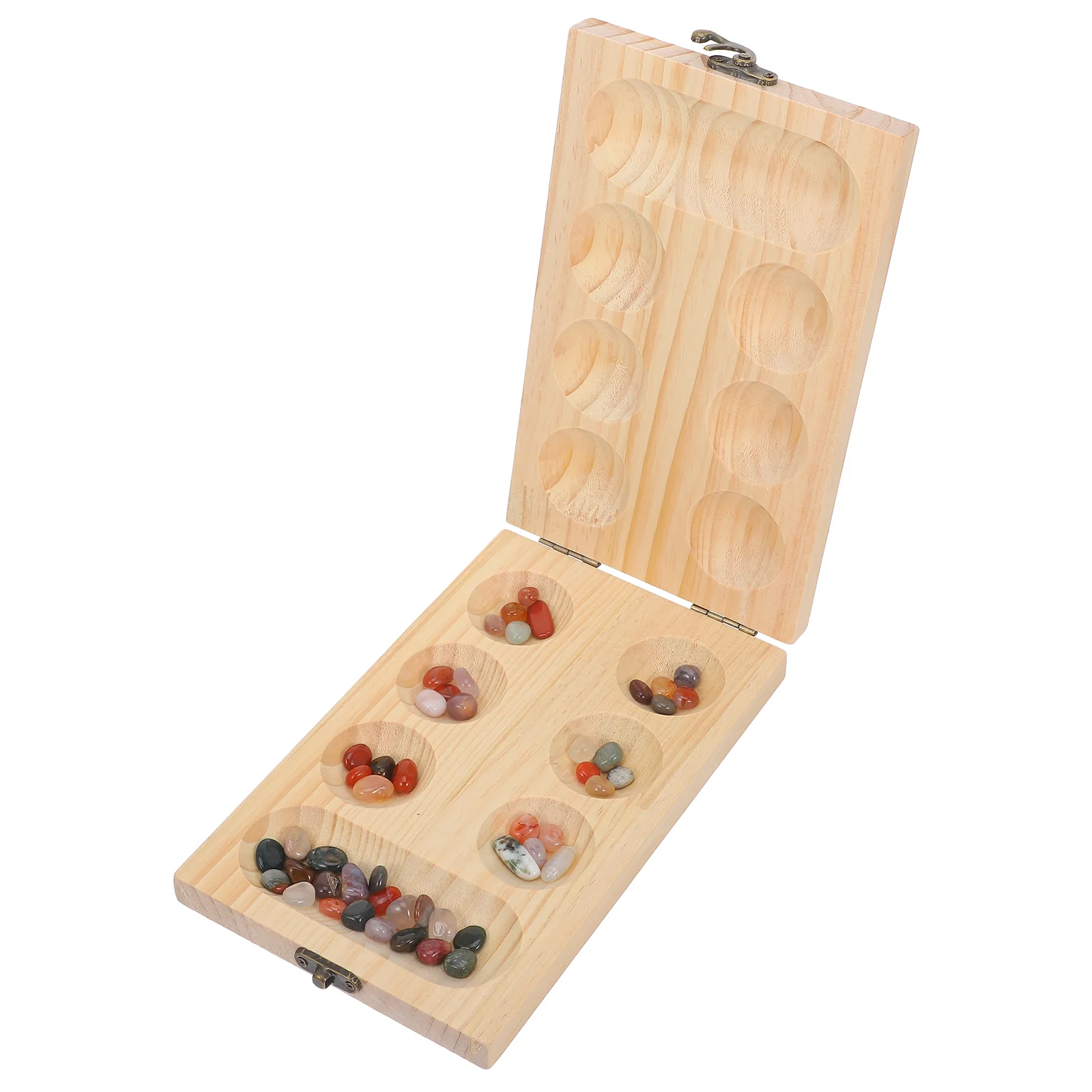 

Mancala Board Game Tabletop Stone Chess Pieces Logic Training Folding Wooden