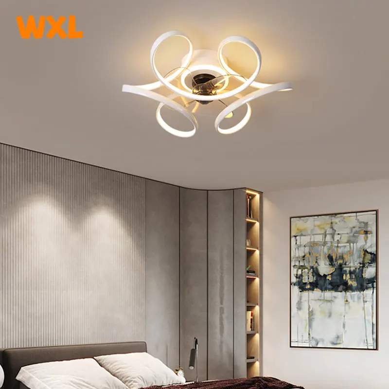 Modern led lamp with ceiling fan without blades bedroom ceiling fan with remote control fans light indoor lighting
