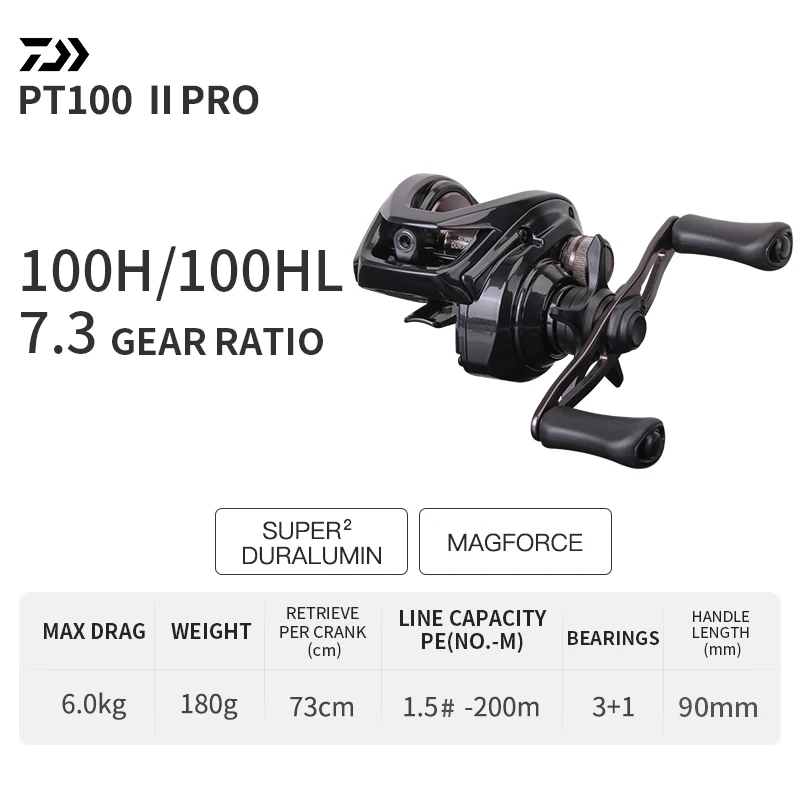2025 DAIWA PR100 II PRO Baitcasting Fishing Reel 3+1BB 7.3:1Ratio