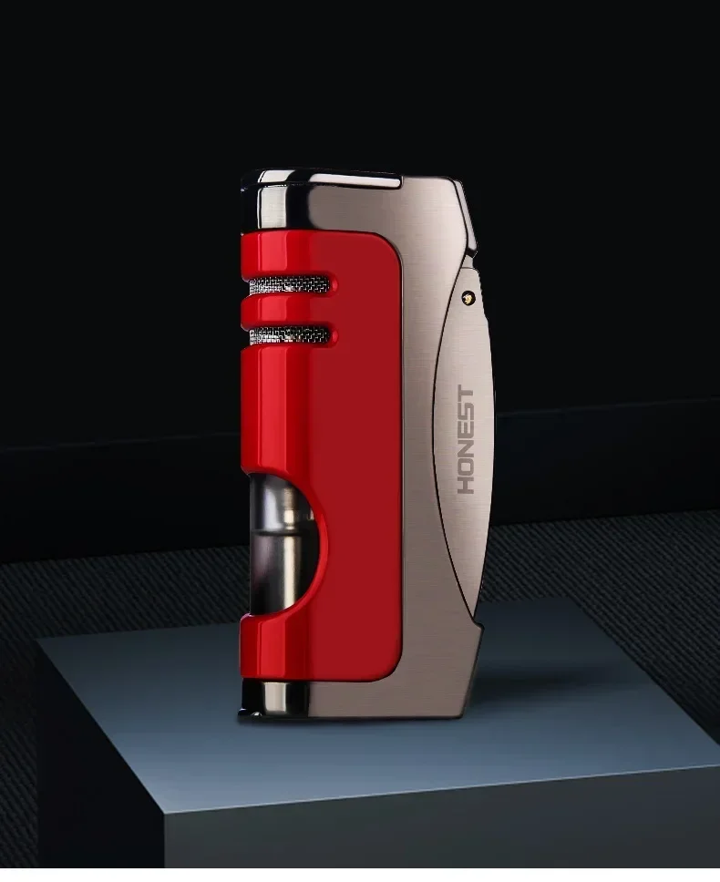 HONEST Jet Torch Butane Lighter Turbo Metal Visible Gas Windproof Inflated Cigarette Cigar Lighter Gadgets Men Smoking