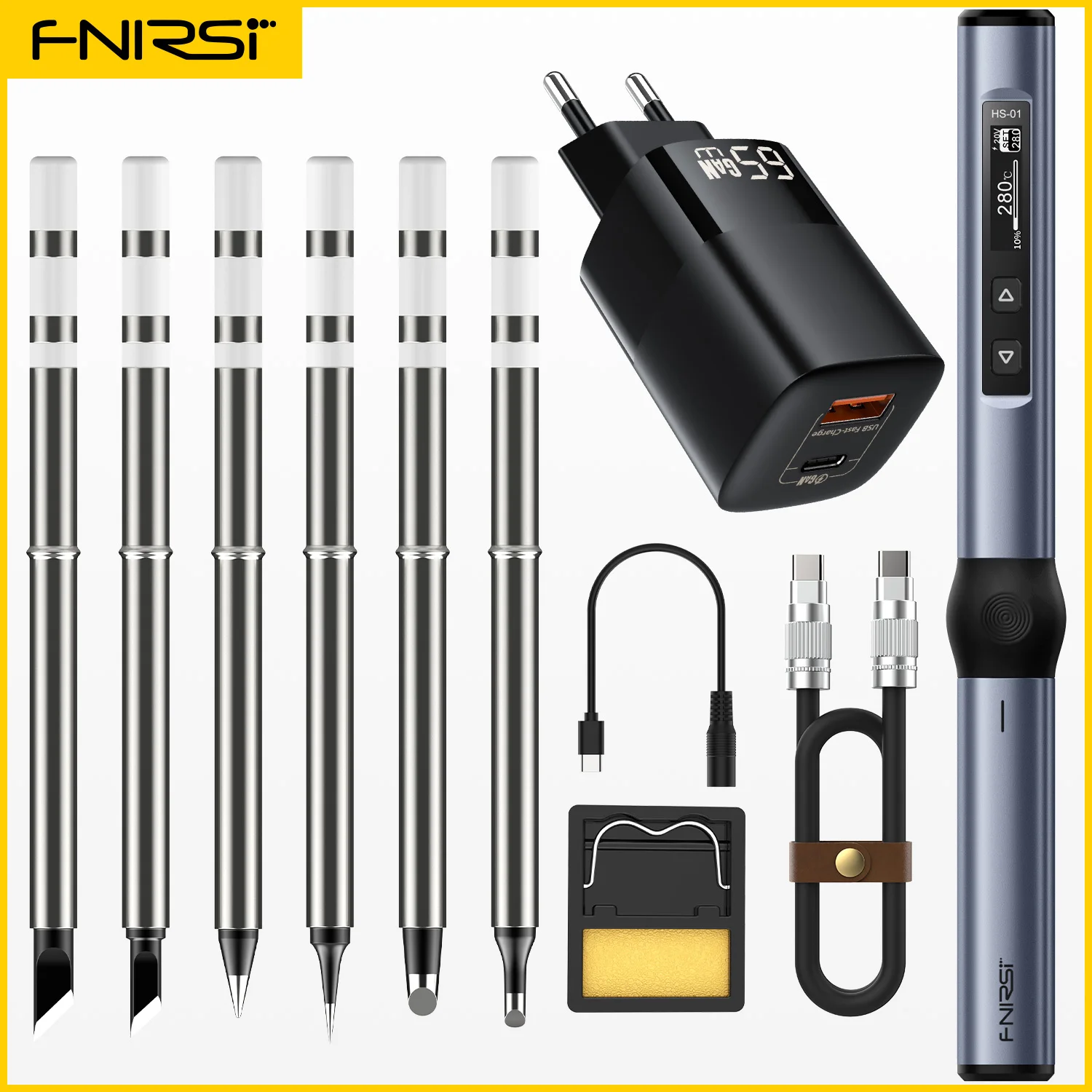 FNIRSI HS01 Smart Electric Soldering Iron 65WPD Adjustable Constant