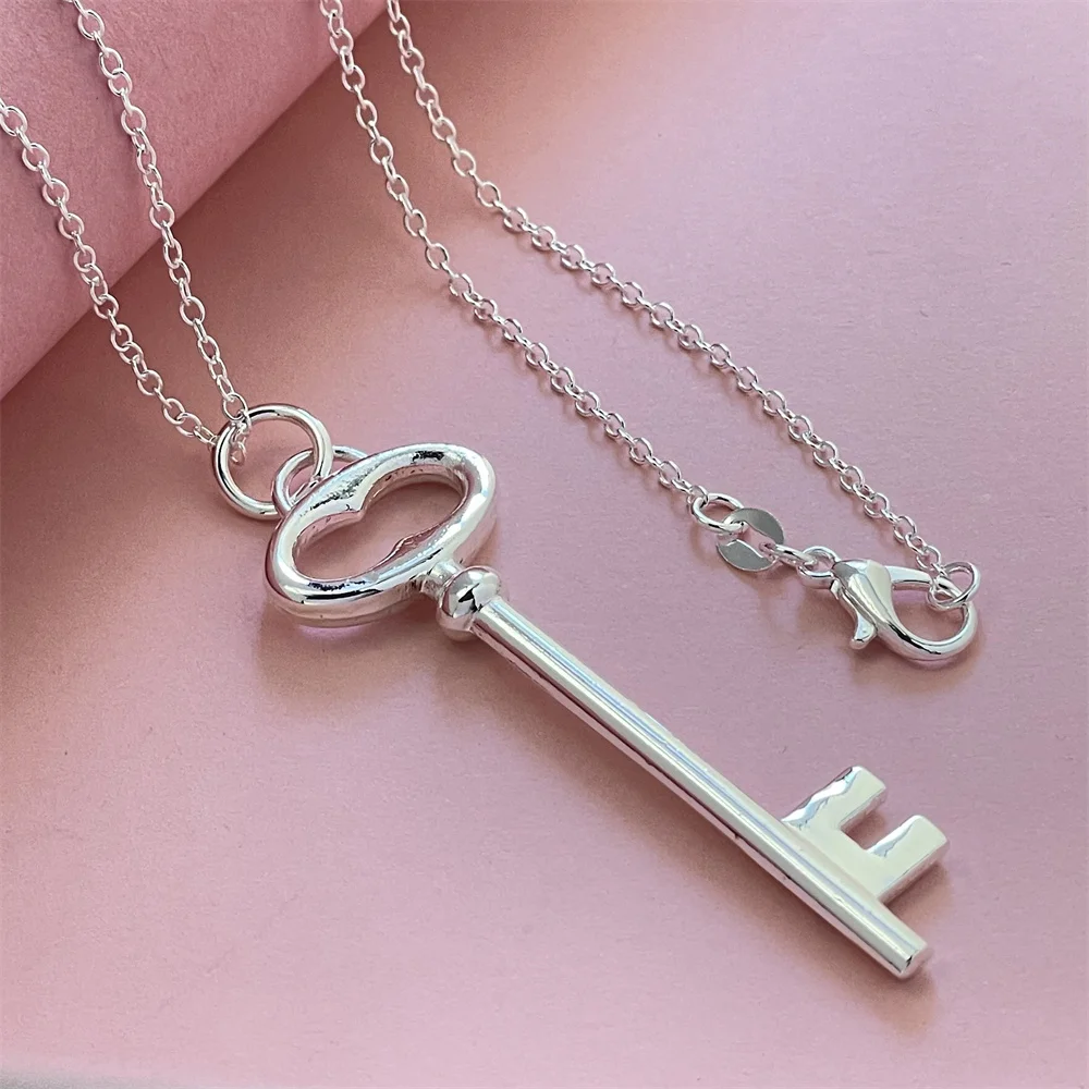 925 Silver Necklace Oval Ring Key Pendant Suitable For Men And Women To Wear Daily pendant necklace silver necklace silver pendant