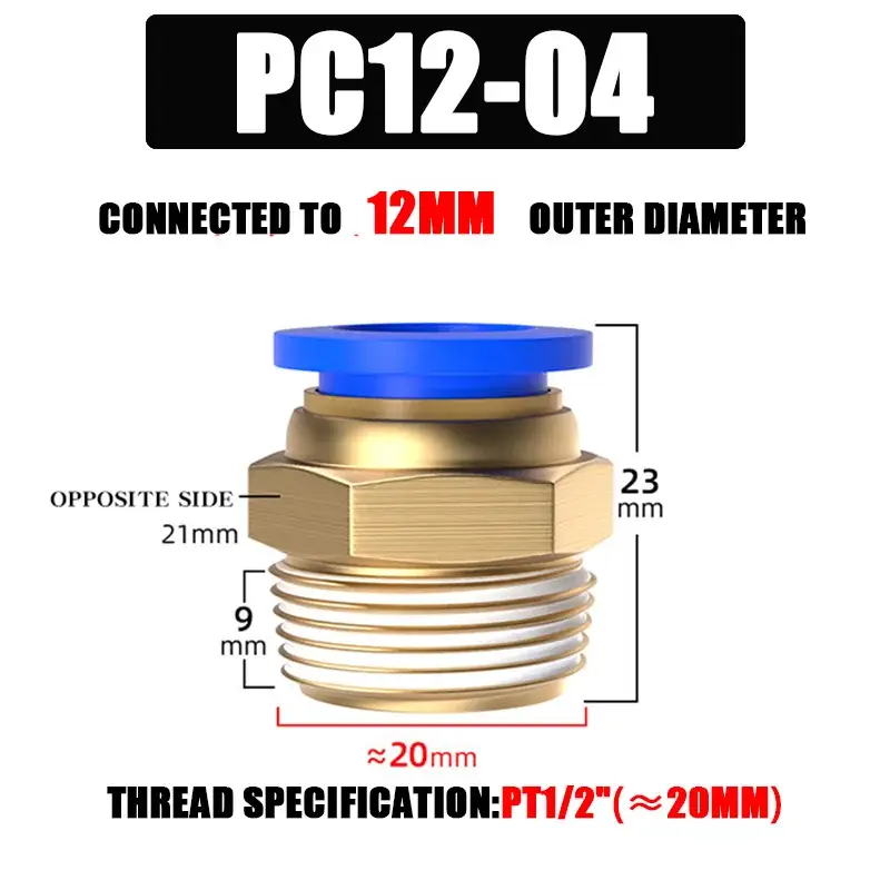 10/50PCS Pneumatic Fitting Air Connector PC 4mm 6mm 8mm 10mm 12mm Thread 1/8" 1/4" 3/8" 1/2" Hose Fittings Pipe Quick Connectors - Image 7