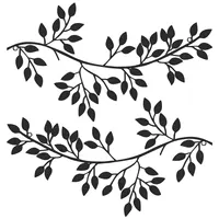 2Pcs Metal Tree Leaf Wall Décor Vine Olive Branch Leaf Wall Art Artistic Wall Hanging Sign Decorative Wall Sculpture Sturdy Home 2
