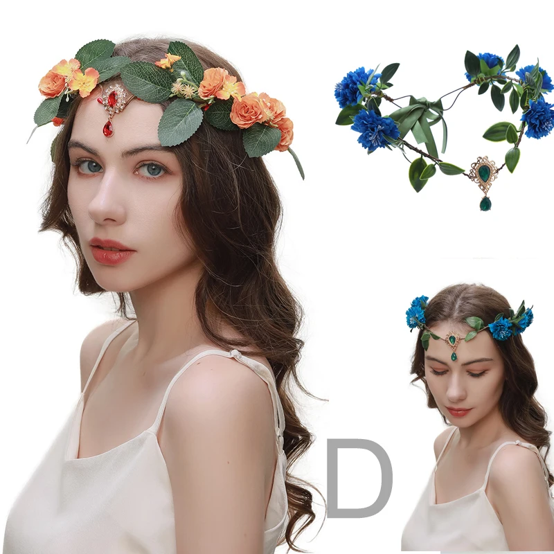 

Bohemian Flower Headband Garland Seaside Holiday Simulation Garland Wedding Party Bride Headdress Girls Hair Accessories