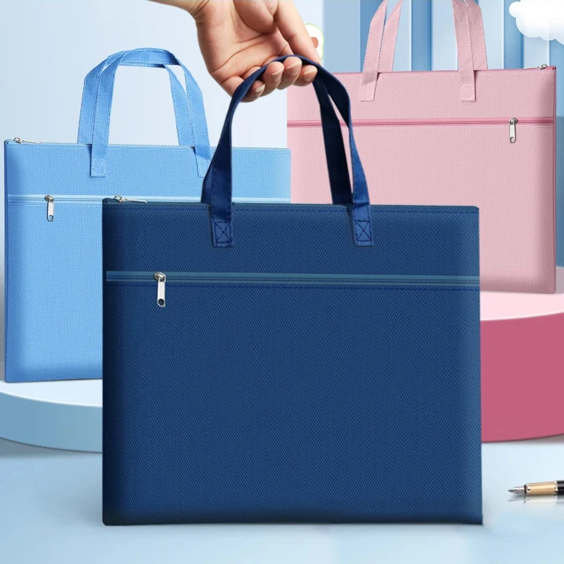 Tragbare Reißverschluss Oxford Tuch wasserdichte Kunst Aufbewahrungstasche große Kapazität wasserdichte Dokumente Studenten Business tragbare Tasche – Detail 9