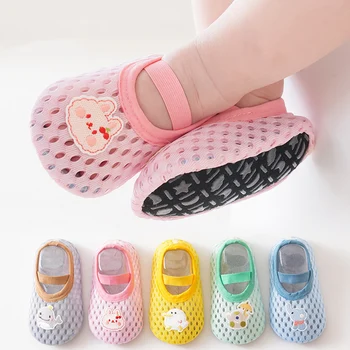 Calzini per bambini traspiranti in cartone animato Scarpe Primavera Estate Sottile Ragazzo Ragazza Antiscivolo Primi camminatori Calzini da pavimento per bambini elastici Scarpe 1