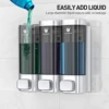 Liquid Soap Dispenser Pump Dispenser Wall Mount 320ML*3 Clear Bottle Dispenser for Kitchen Sink Bathroom Shower Gel Shampoo 2