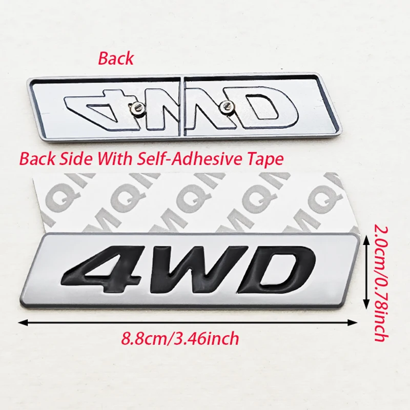 4WD 로고 스티커 3D 금속 엠블럼 배지 자동차 스티커 데칼 현대 iX25 iX35 투싼 토요타 RAV4 스티커 자동차 액세서리