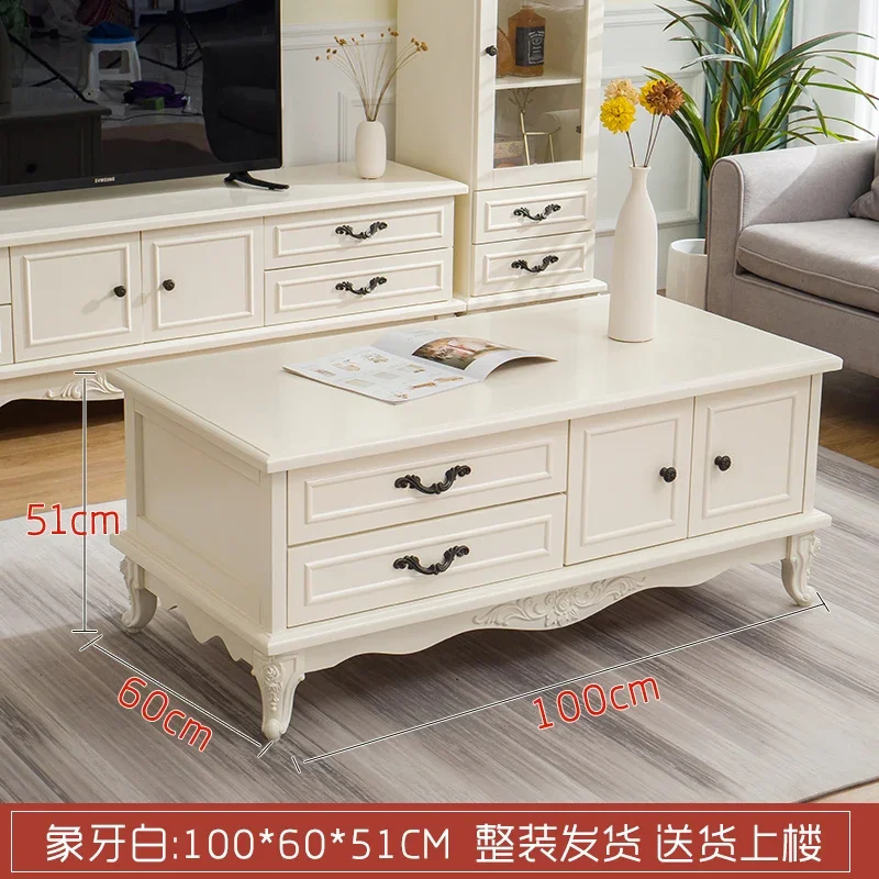 

Solid wood European coffee table TV cabinet combination simple modern American living room creative small drawer tea table compl