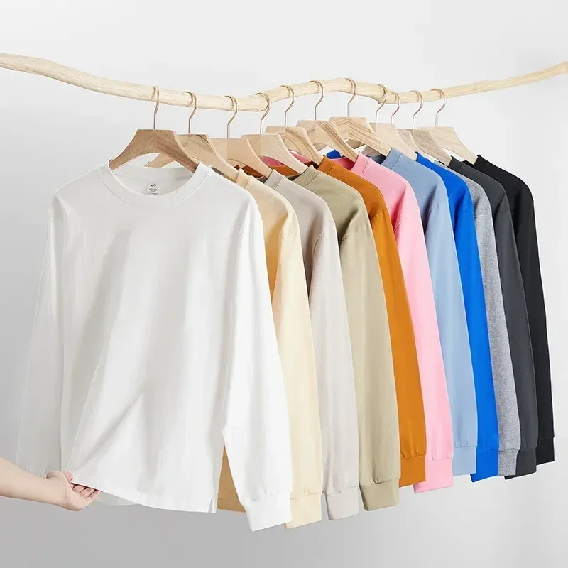 Cotton Long Sleeved Round Neck Women's Plus Size Loose Base White T-shirt for Women Shirts for Women Clothing T Shirt Y2k Top 2