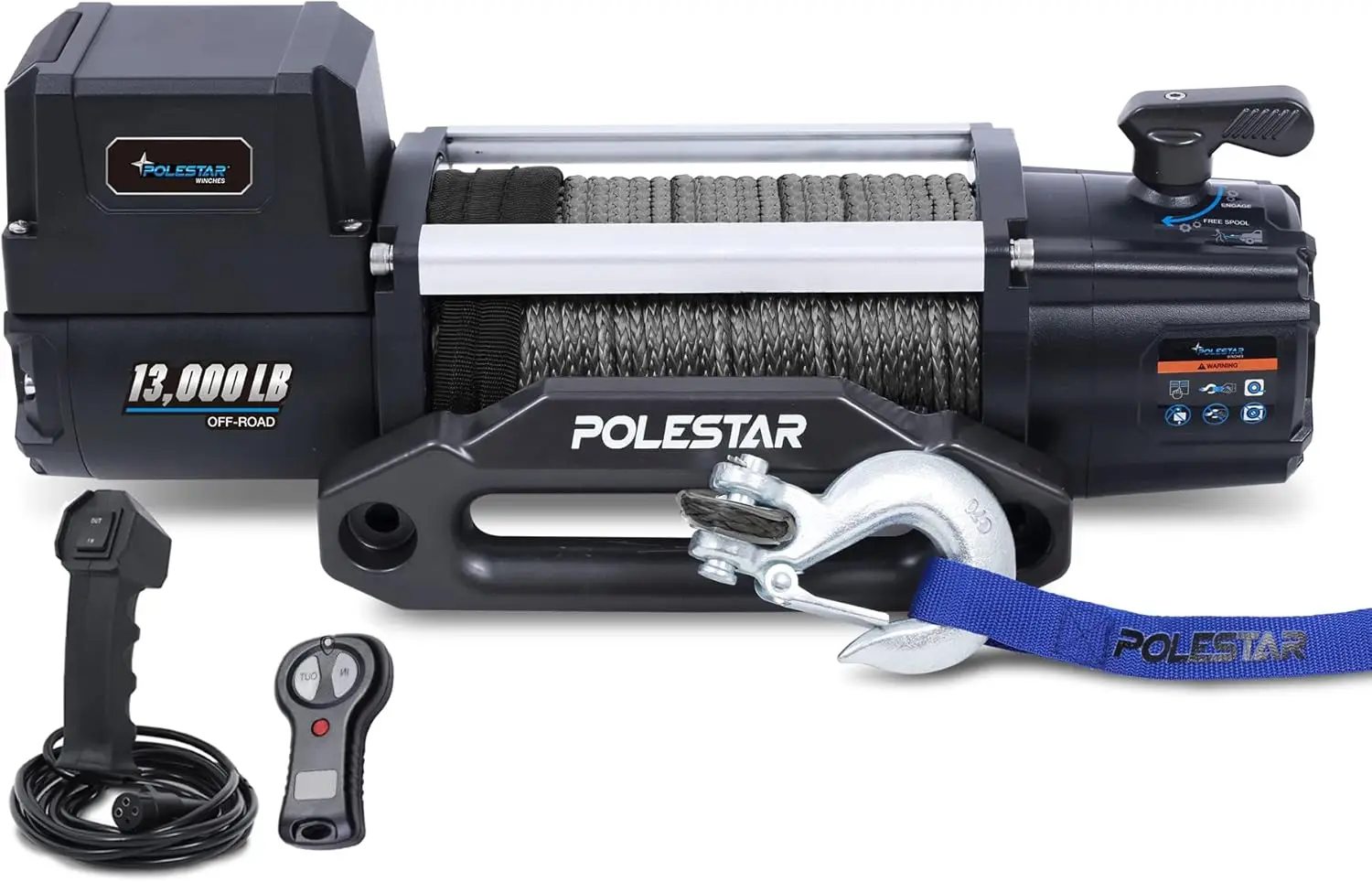 12V DC 13,000 lb Electric Truck Winch Synthetic Rope 3/8" Diameter, for SUV Trailer Offroad, Waterproof Wireless Remote
