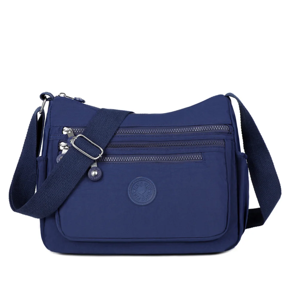 Women Nylon Shoulder Bag Travel Handbags Multifunction Messenger Bags Solid Zipper Top-handle Pack Casual Crossbody Bags