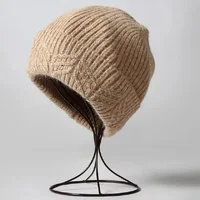 New Rabbit Cashmere Unisex Woman Winter Hat With Lurex Sequin Autumn Beanies Cashmere Woman Warm Wool Skullies Gift 1