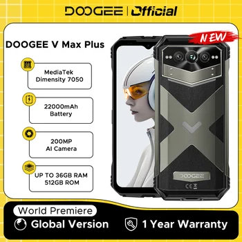 DOOGEE V Max Plus 5G Telefono robusto 6.58 "Dimensity 7050 16GB + 512GB 200MP Fotocamera 22000mAh Batteria di grandi dimensioni Effetto di illuminazione Telefono