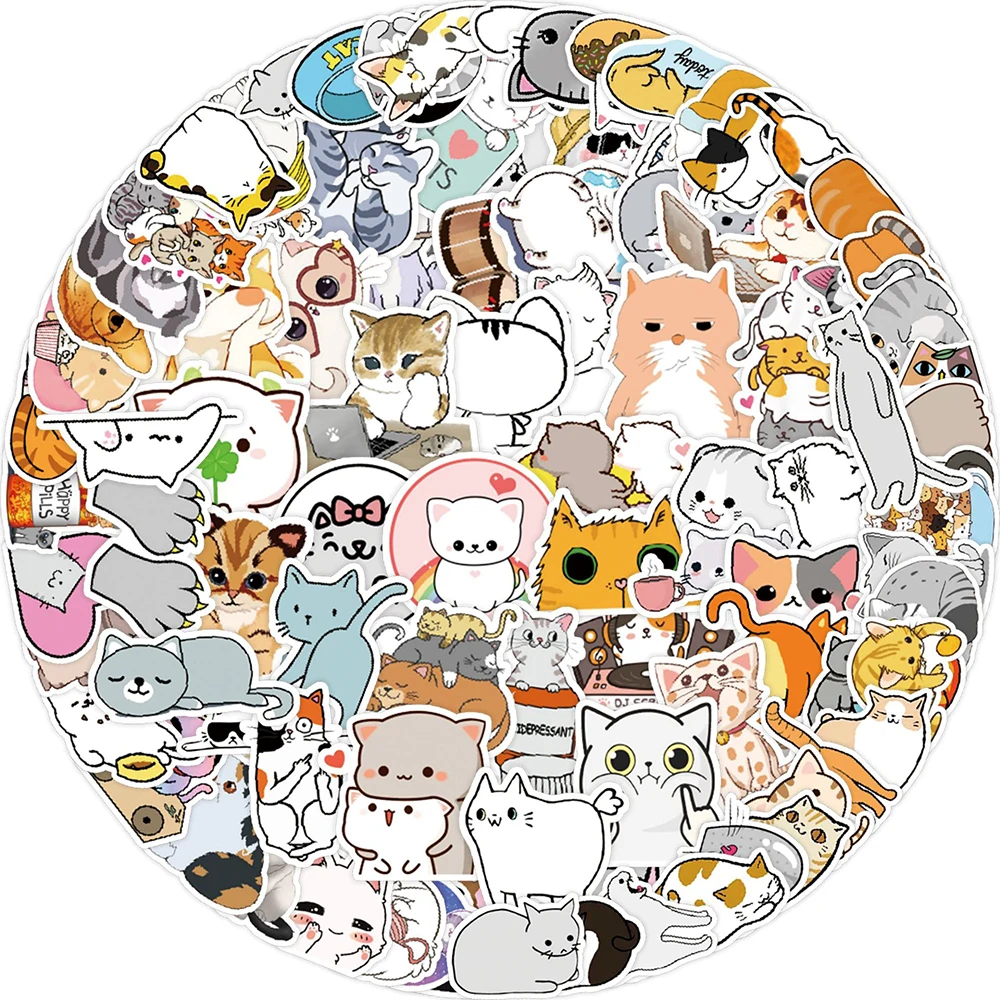 10/30/50/100pcs Cute Cartoon Cat Graffiti Stickers Animal Decal Scrapbook Diary Phone Laptop Kawaii Waterproof Sticker Kid Toy