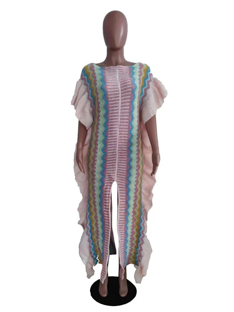 Wmstar Dress Women Fashion Solid Button Slip Hem Striped Maxi Shirts Long Dresses New in Fall Clothes Wholesale Dropshipping