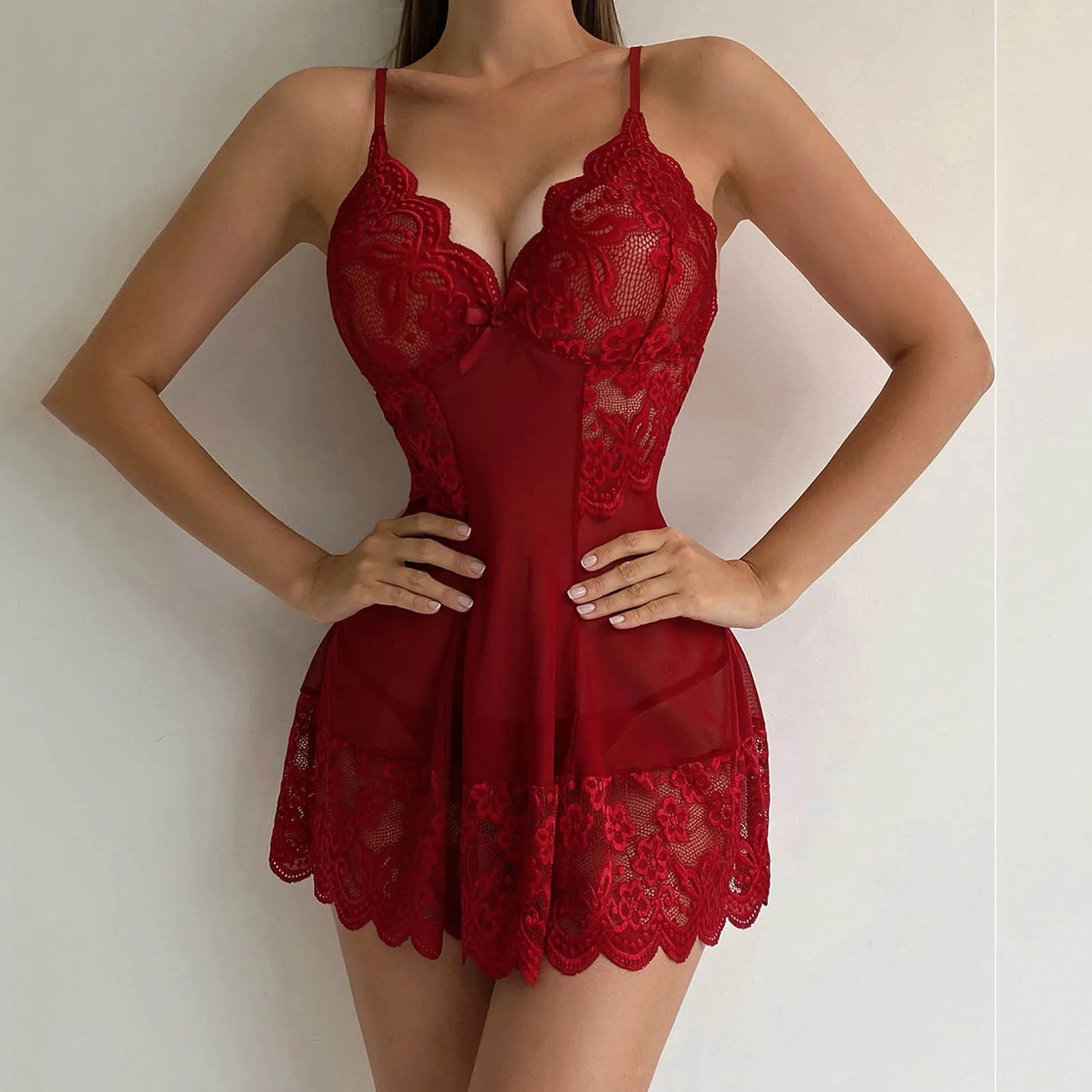 Sexy V-Ausschnitt Kleid Frauen Neckholder Spitze A-Linie Minikleider ärmellos rückenfrei kurze Kleider Sommer Frauen Party Clubwear Kleidung