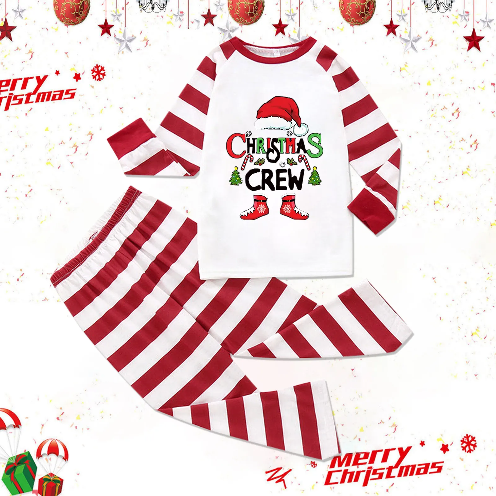 thumbnail image 5 of Conjuntos navideños a juego, pijamas con estampado de ciervos, ropa de dormir bonita, camiseta de manga larga y pantalones, traje de 2 piezas, pijamas para adultos y niños, 5 of 5