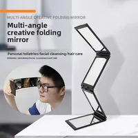 กระจกแต่งหน้าแบบพับได้สี่ทบ มุมมองหลากหลาย สำหรับดูส่วนบนของศีรษะและด้านหลังศีรษะ 2
