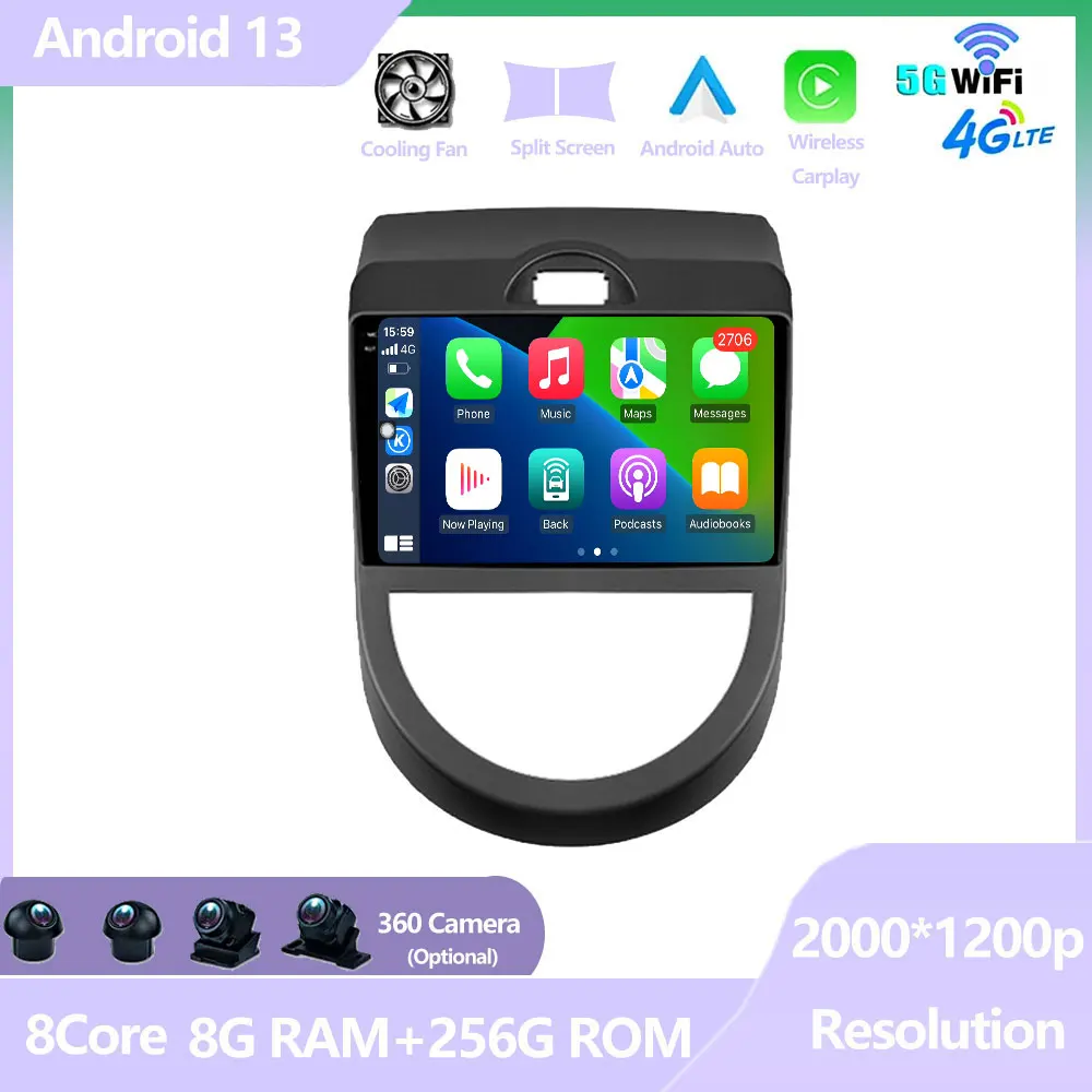 

Android 13 GPS Navigation Screen For KIA Soul 1 AM 2008 - 2011 Car Radio Multimedia Player Moniter 5G WIFI Carplay Audio Stereo