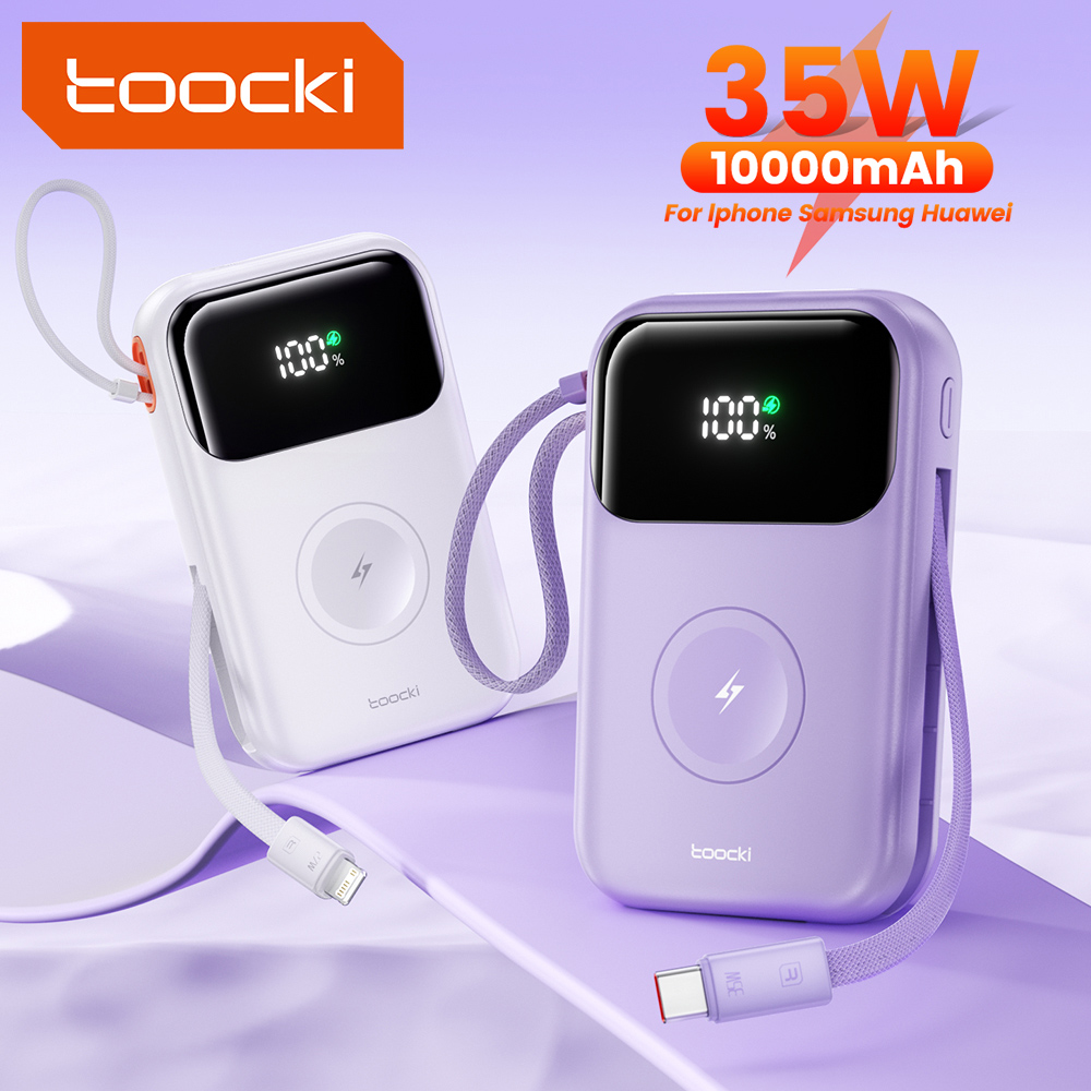 Toocki Power Bank 10000mAh PD 35W 27W Fast Charging for iPhone 16 15 14 13 12 Pro Max Samsung Wireless Charging for Apple Watch