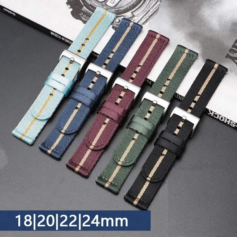Premium Quick Release Nylon Fabric Strap - Universal Canvas Replacement Watch Band