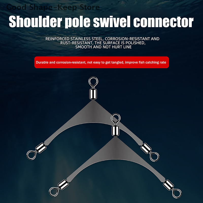 10Pcs 3-Way Swivel Connectors for Saltwater Fishing Rolling Triple Fishing Swivels Cross Line Connectors Tackle 10 per Lot